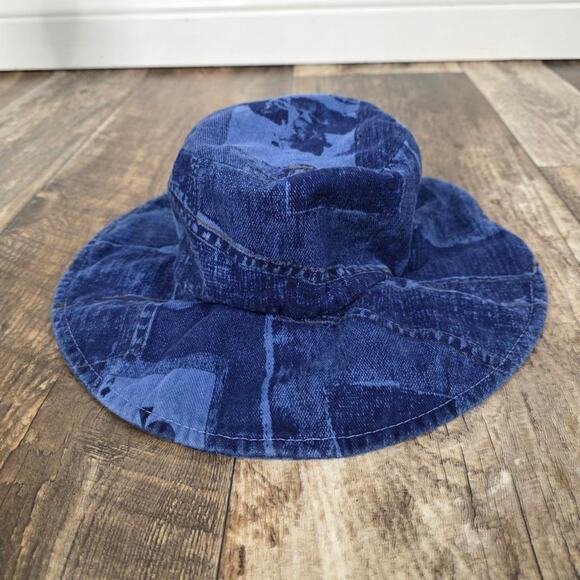 Vintage Y2K Denim Print Bucket Hat Indie Sleaze Skater 90s Graphic Grunge OS main image 6